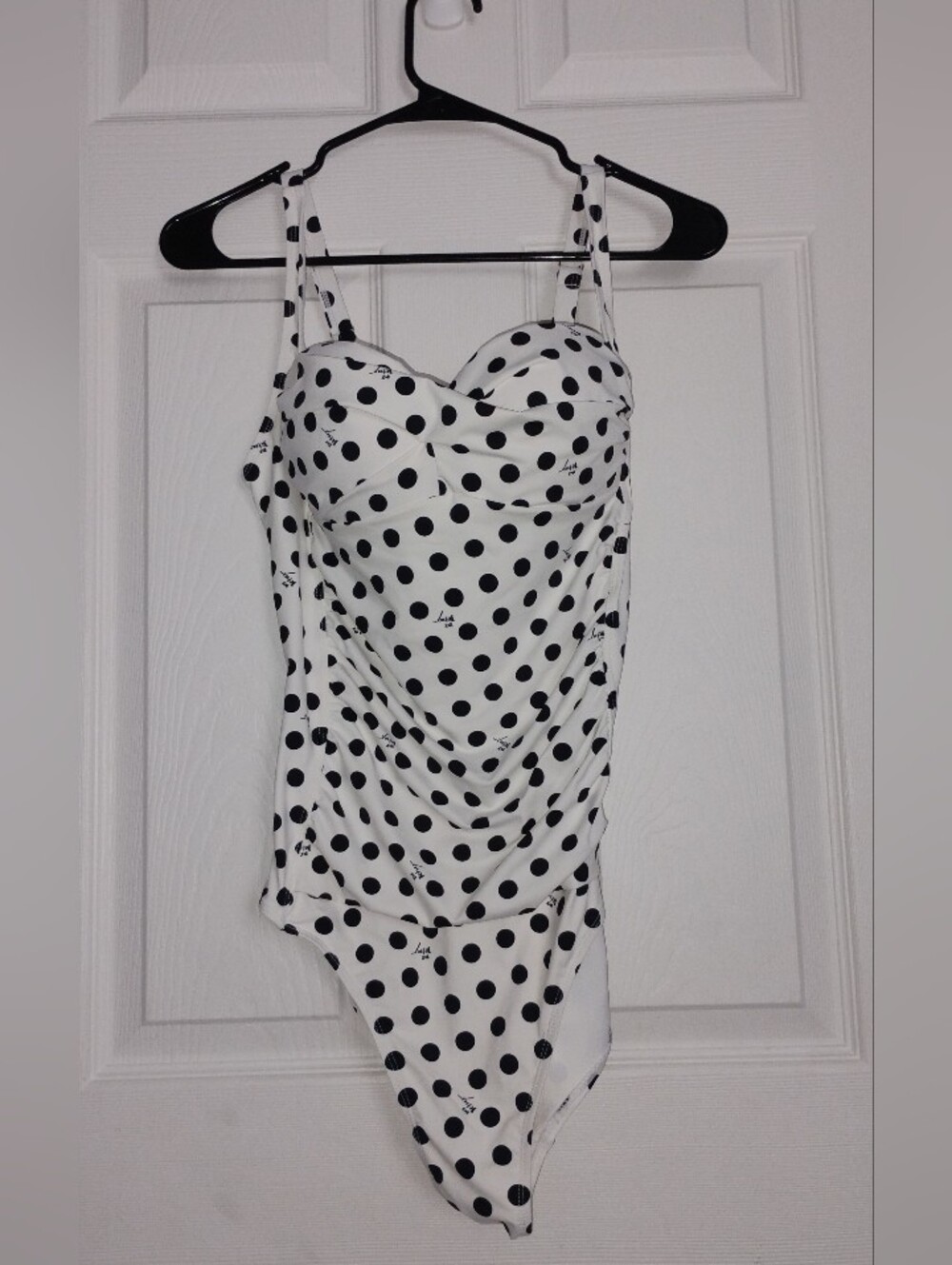 Vintage-Inspired Black & White Polka Dot One-Piece Swimsuit